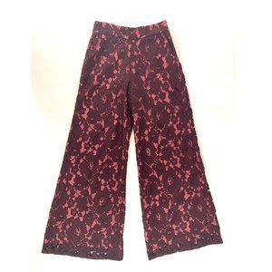 Anthropologie Feather Bone Burgundy Pink Lace Wide Leg Pants XS